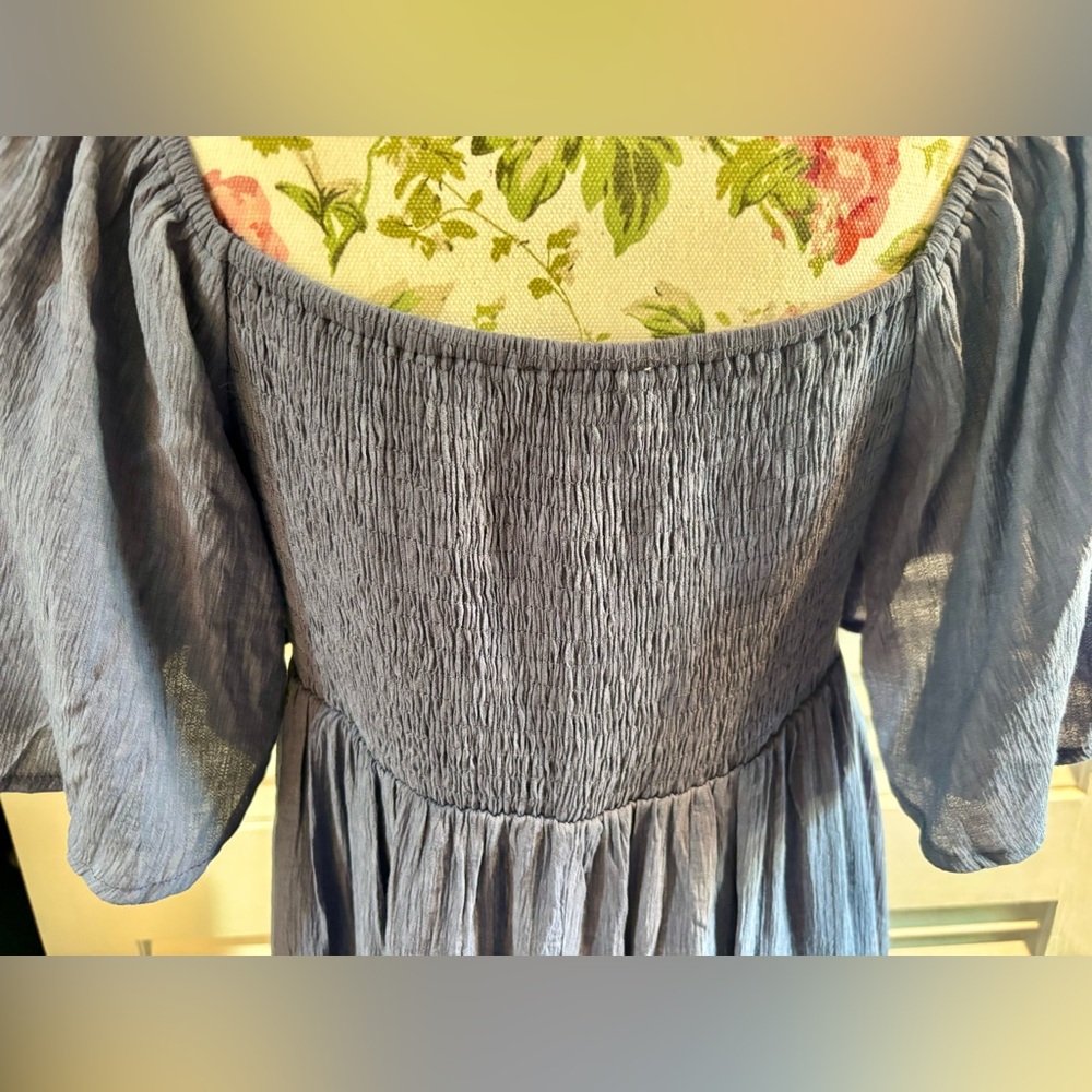 NWT PinkBlush Maternity Navy Front Tie Ruffle Sleeve Midi Dress - Picture 11 of 12